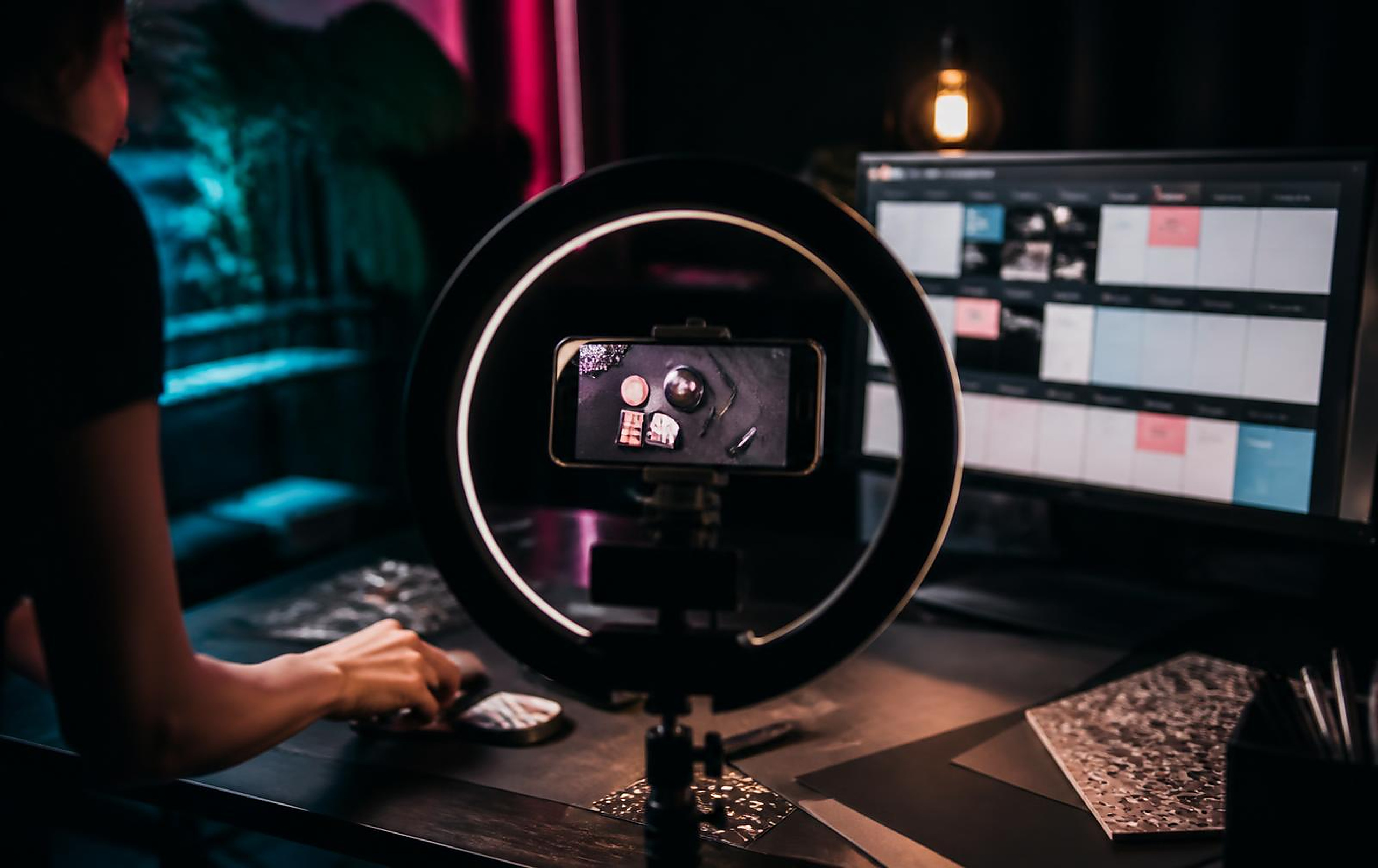 Content generated against your brand — Social content shoot capturing short-form video on a vertical rig
